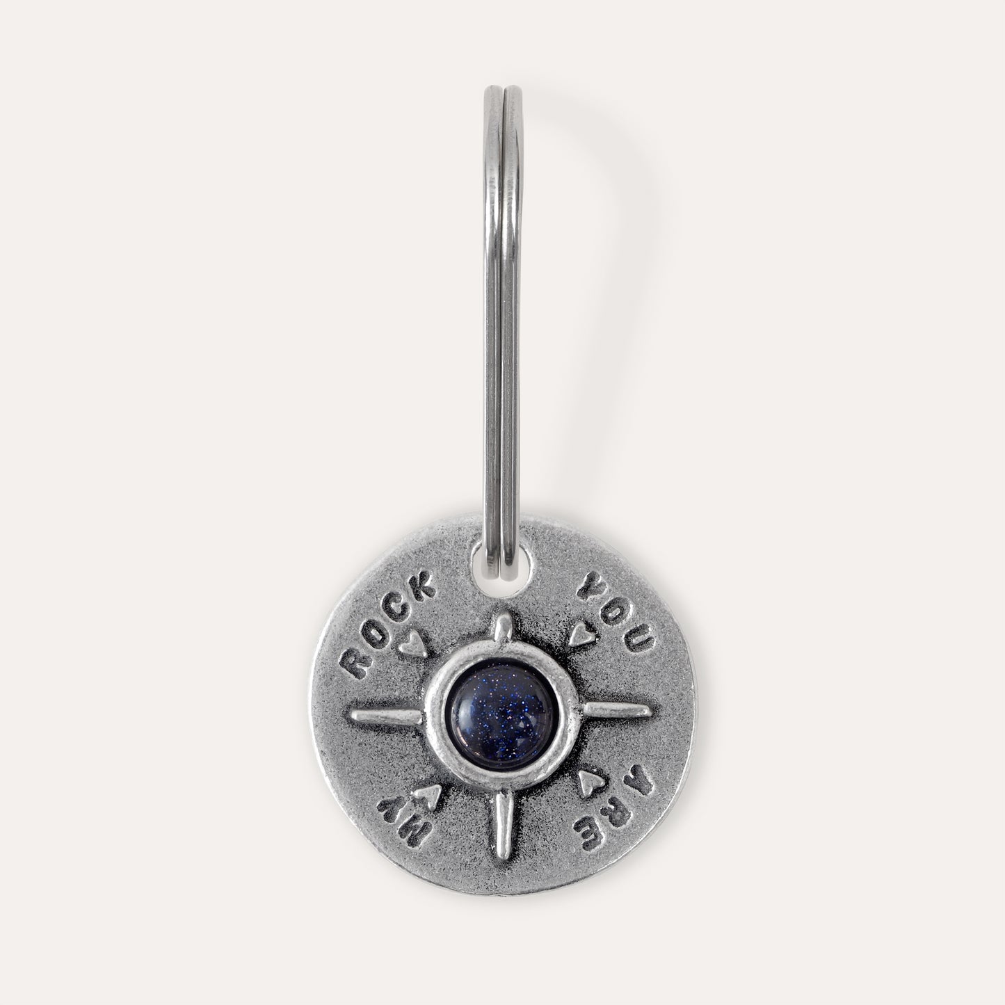 ‘You Are My/Our Rock’ Gemstone Keyring