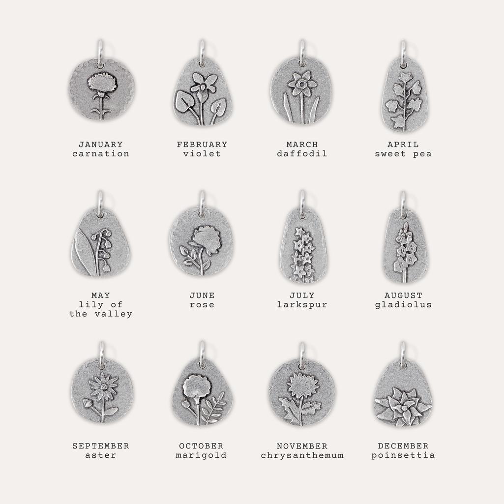 Personalised Birth Flower Keyring Charm