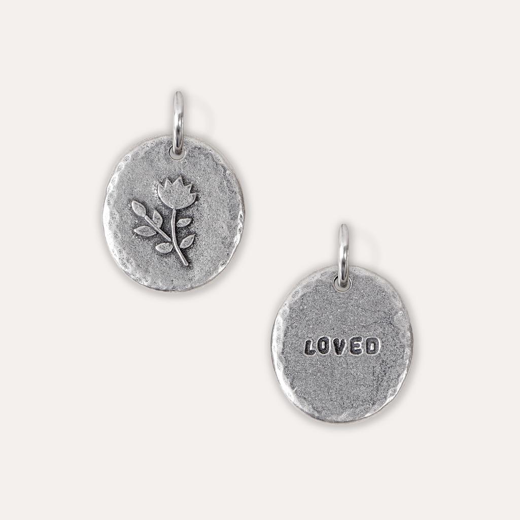 Floral 'Loved' Keyring Charm