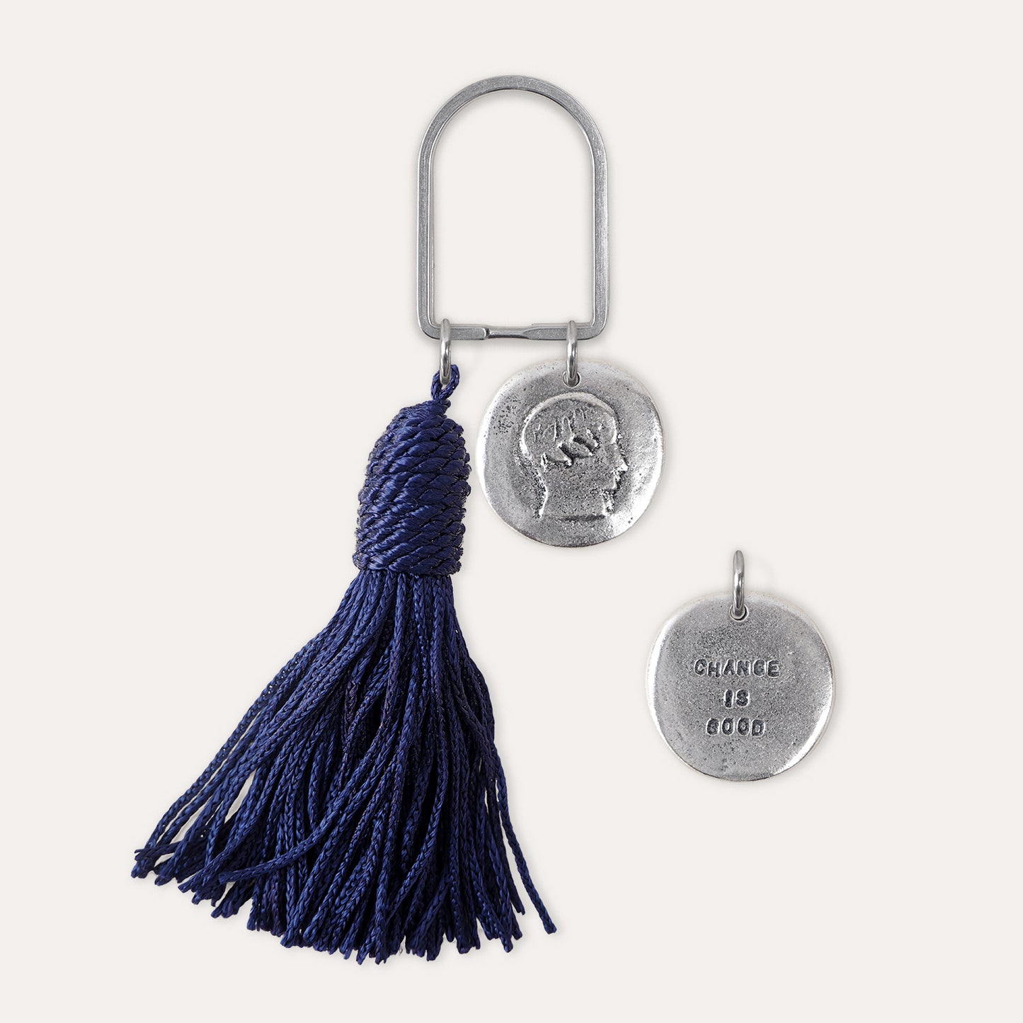 Motto Coin + Tassel Keyring