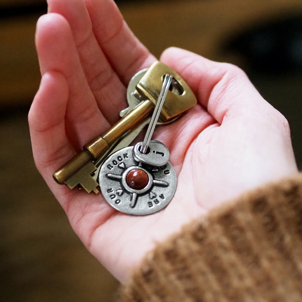 ‘You Are My/Our Rock’ Gemstone Keyring