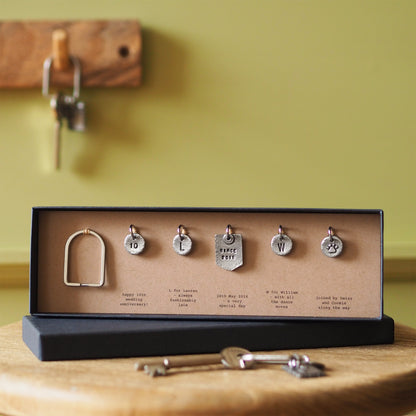 Personalised 10th Wedding Anniversary Charms Keyring