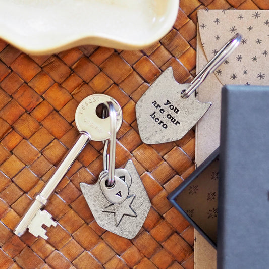 'You are My/Our Hero' Star Medal Keyring