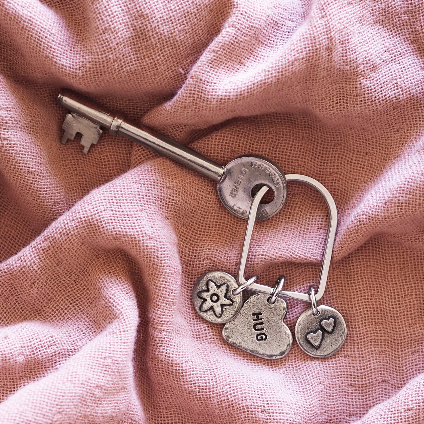 'Two Hearts for You and Me' Keyring Charm