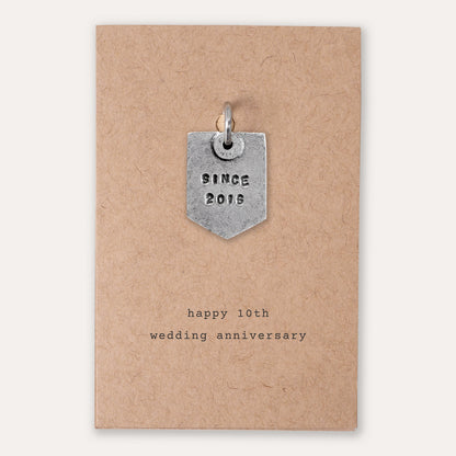 'Since 2016' 10th Wedding Anniversary Keyring Charm