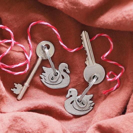 'One For You, One For Me' Swan Keyrings Set
