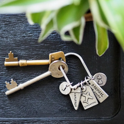 'Adventure' Plane Tag Keyring Charm