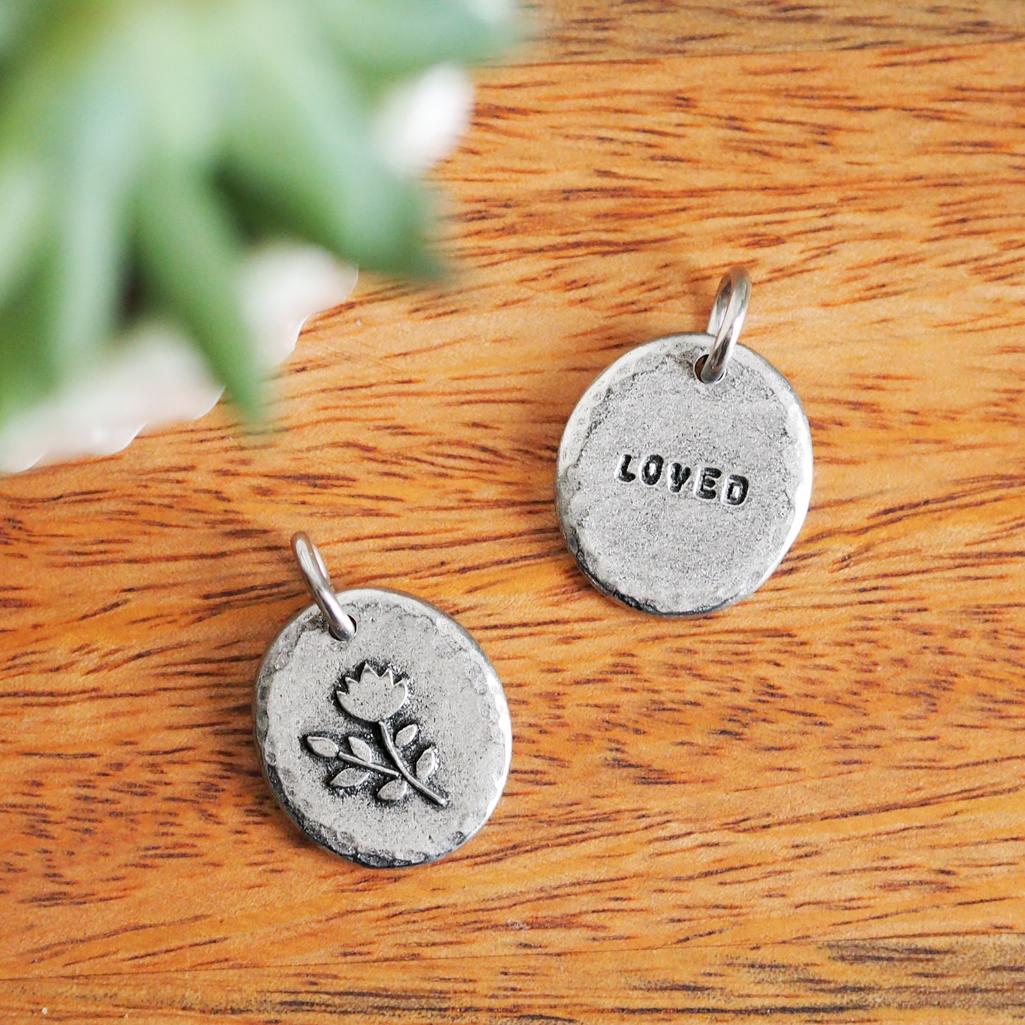 Floral 'Loved' Charm