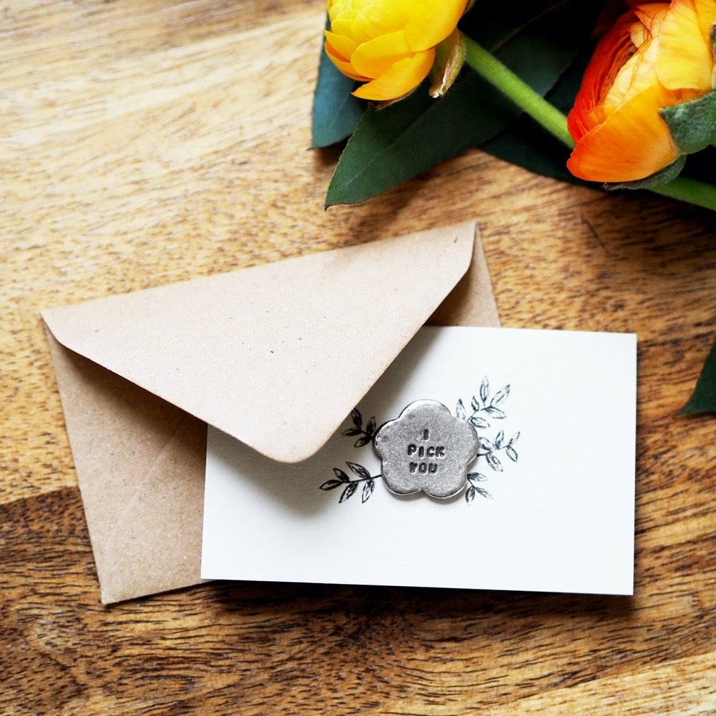 'I Pick You' Flower Tiny Token Card